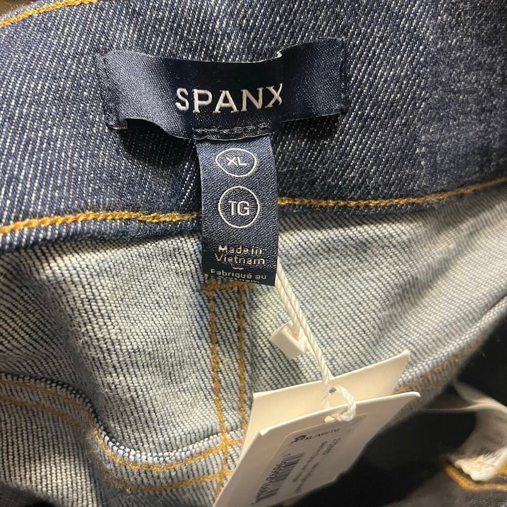 SPANX Everywear Flare Denim Jeans Women's XL P Raw Indigo Dark Wash Tummy Tamer - Picture 6 of 9